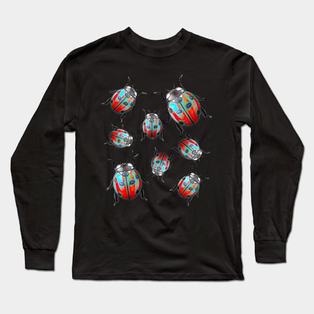 Pyschedelic Lady Beetle Long Sleeve T-Shirt by crunchysqueak